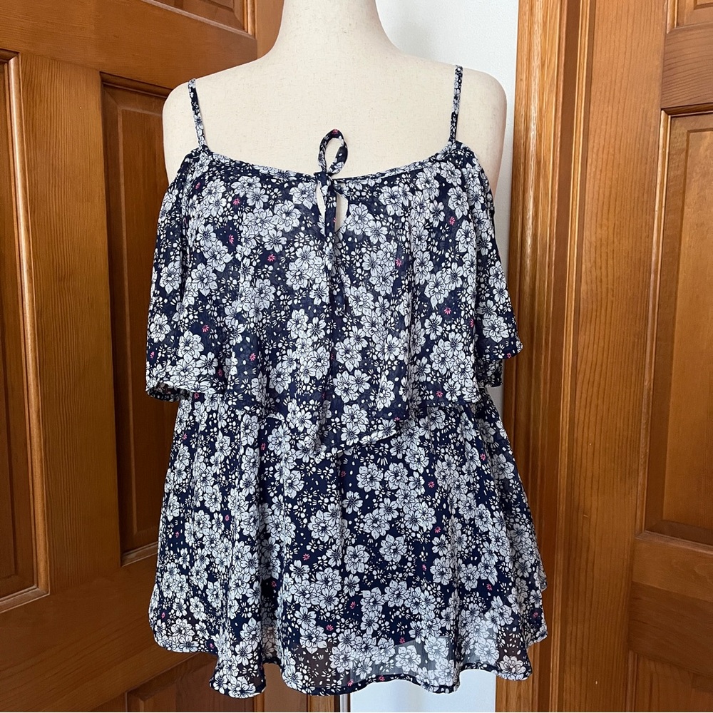 Torrid Blue Floral Cold Shoulder Top